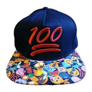 Emoji Flat Bill Snapback Adjustable Black Hat Cap #1587